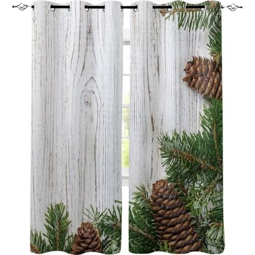 Spring Green Pine Wood Texture Room Curtains Large Window Living Room Curtains Kitchen Indoor Floral Decor Kids Window Treatment