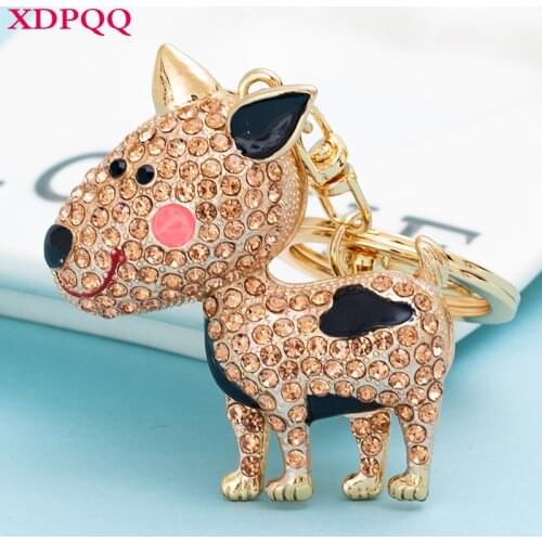 XDPQQ cute puppy shape keychain cartoon pendant female bag accessories holiday gift alloy rhinestone craft