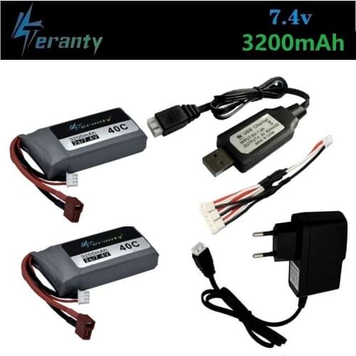 Upgrade 3200mah 7.4v Lipo battery Charger set For Wltoys 12428 12423 RC Four-wheel RC Vehicle Car For Feiyue 03 Q39 RC Parts