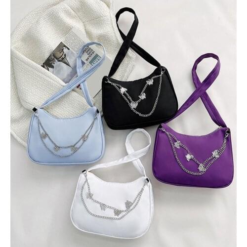 Retro Women Pleated Butterfly Chain Shoulder Underarm Bag Casual Ladies Small Cloud Purse Handbags