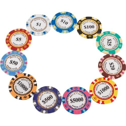 100pcs Golden Clay Poker Chips Casino Coins 14 gram Clay Coin Poker Chips Gambling Monte Carlo Dollar Poker Chips Dropshipping