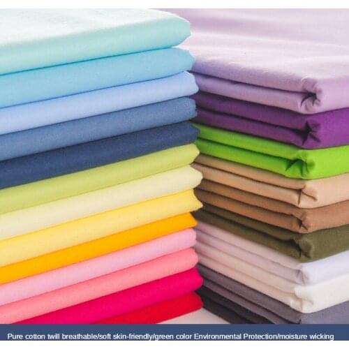 Pure Cotton Fabric 100% Breathable Shirt Clothes Sheet for Sewing Solid Color White Black Red Summer Twill Brocade By The Meter
