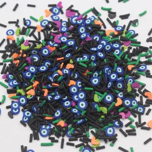 100g/Lot 5-9mm Multi Halloween Series Blue Eyes Bat Clay Slices Sprnkles for Slime Crafts Accessories