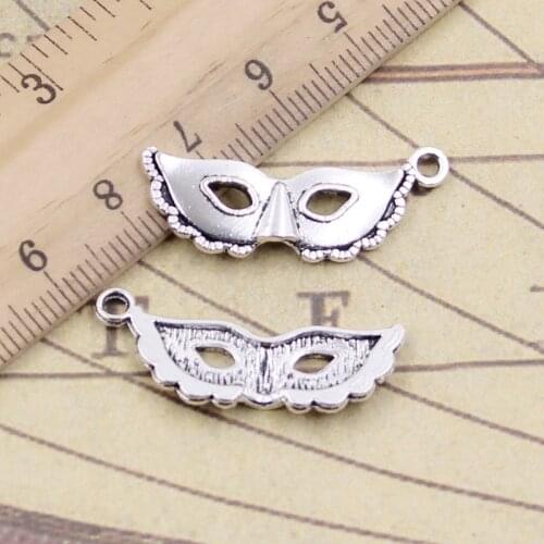 20pcs Charms Party Mask Masquerade Mardi Gras 31x12mm Tibetan Bronze Silver Color Pendants Antique Jewelry DIY Handmade Making