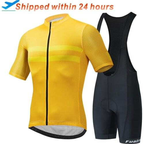 FUALRNY 100% Polyester Pro Cycling Jersey Set MTB Bicycle Clothes Sportswear Bike Clothing Maillot Ropa Ciclismo Cycling Set