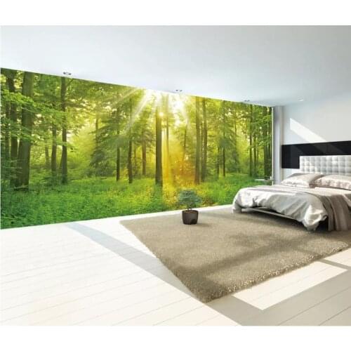 3D Wallpaper Custom Any Size Mural Wallpaper Green Forest, Sunny, Scenery Art Mural for Living Room Large Painting Home Decor