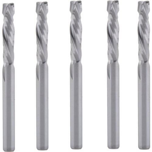 5PCS 3.175x15mm UP DOWN Cut Two Flutes Spiral Carbide Mill Tool Cutters for CNC Router, Compression Wood End Mill Cutter Bits