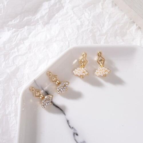 50pc 11*18mm Gold color Alloy Material Pearl/Crystal Ballet Girl Charm For DIY Necklace/Earring Handmade Jewelry Making