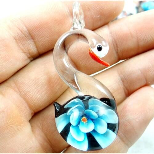 60*22MM Multi-Color Liuli Coloured Glaze Glass Goose Pendant necklace LOOSE BEADS P76