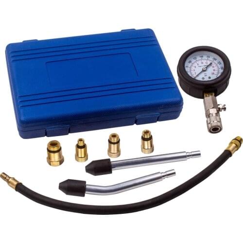 8x Engine Cylinder Compression Pressure Gauge Tester Test Kit M14 M18 Adaptor