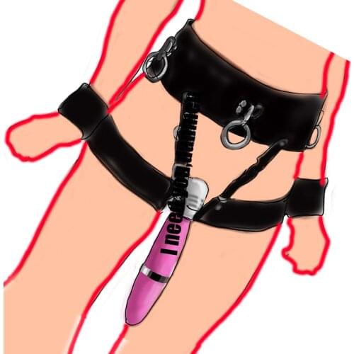 BDSM Leather Forced Orgasm Belt,Strap On Wand Massagers Vibrator Harness,SM Handcuffs,Bondage Set Sex Toys For Couples