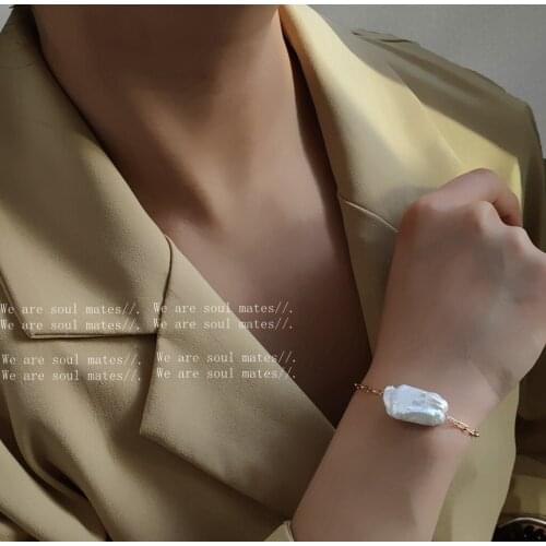 Natural Baroque Freshwater Pearl 14K Gold Filled Fashion Simple Design Ladies Bracelet Promotion Jewelry Women New Year Gift