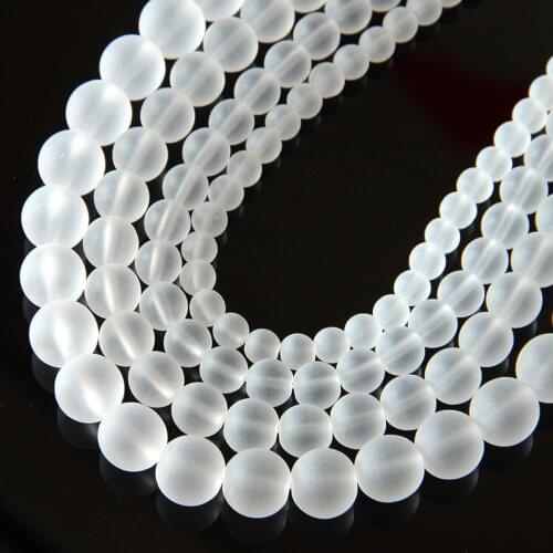 New Natural Stone matte Clear Quartz Crystals Beads Smooth Loose Beads 4-12mm for Jewelry Making Charm Accessories DIY