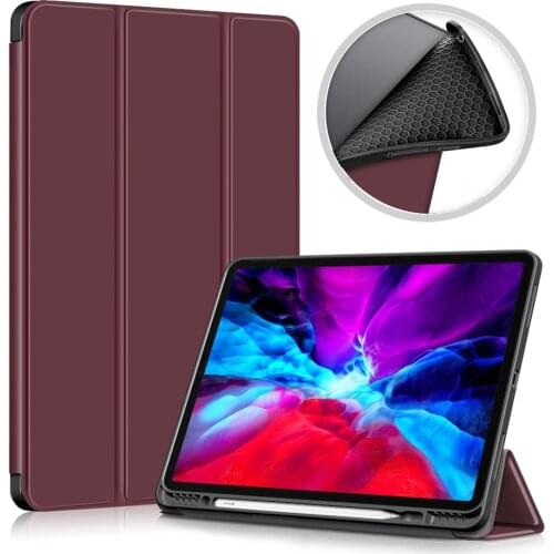 For iPad Pro 12.9 2021 Case with Pencil Holder Enclosure Smart Case for iPad Pro 11 2021 Flexible Back Cover for iPad Pro