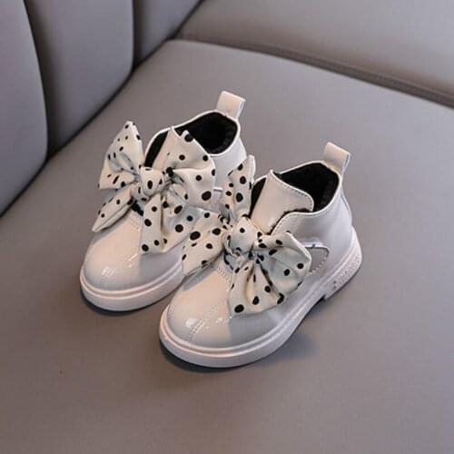 Kids Martin Boots Girls Bow Princess Shoes New Autumn Winter Kids Boots Children Boots Boys Plus Warm Fashion Cotton Shoes E158