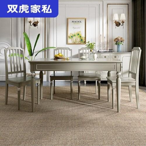 Double tiger furniture American and chair combination light luxury household dining table rectangular small family