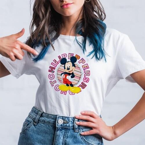 Mickey Mouse Pattern Women T-shirt Summer New Product Fashion White Tees Disney Kawaii T Shirts Female Harajuku Dropship Cartoon