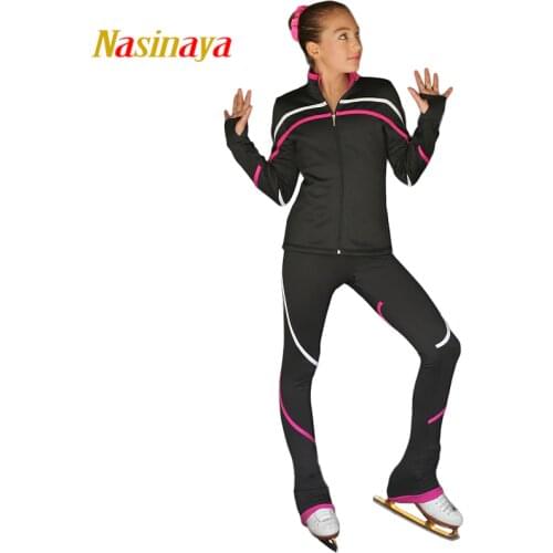 Customized Figure Skating Suits Jacket and Pants Long Trousers for Girl Women Training Patinaje Ice Skating Warm Gymnastics 14