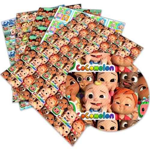 30 cm x 136 cm Cartoon Inspired Baby Print Synthetic Leather for Hair Bow DIY Decoration Crafts L103