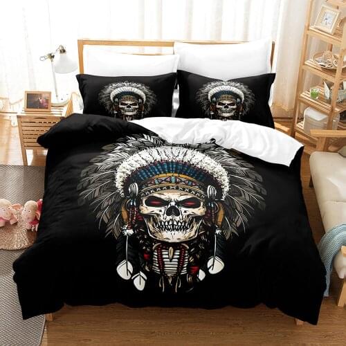 3d Print Skull Bedding Set for King Size Happy Halloween Home Quilt Cover Set Bedclothes Halloweens Bedroom Bedding Set Cotton