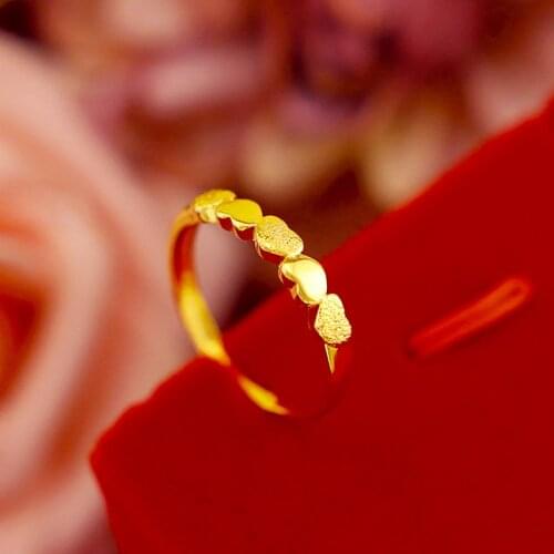 Korean Fashion Womens Ring For Wedding Engagement Gold Color Jewelry Adjustable Little Heart Finger for Girl Birthday Gifts