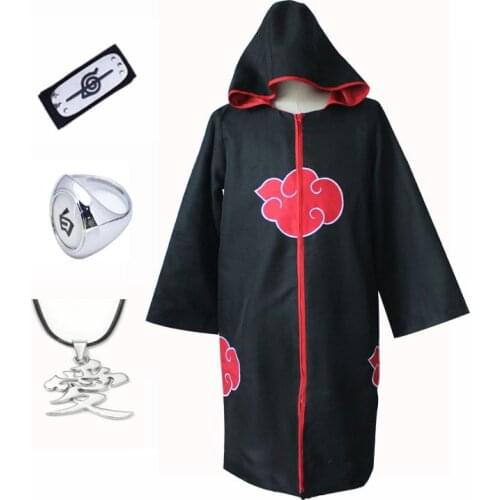 Fantasia manto akatsuki rings necklace capa cosplay suit kids adult hat costume bluey akatsuki cloak cosplay