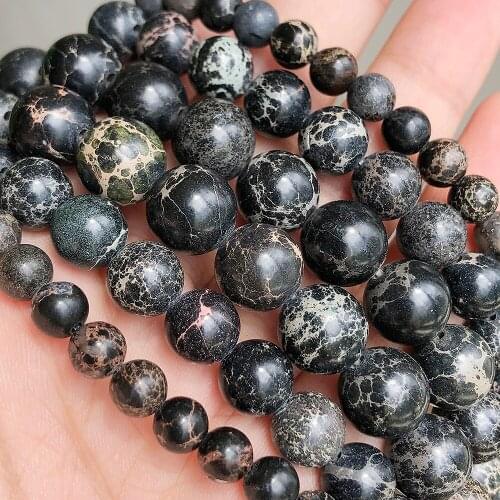 Natural Stone Black Sea Sediment Round Loose Spacer Beads for Handicrafts Jewelry Making Accessories 4/6/8/10mm