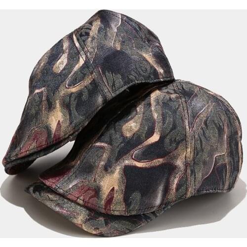 LDSLYJR Retro Graffiti Newsboy Caps Cotton Flat Peaked Cap Men and Women Painter Beret Hats 13