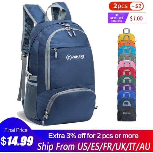 ZOMAKE Lightweight foldable Backpack/ Waterproof Camping Hiking Daypack/Small Travel Backpack for Women Men