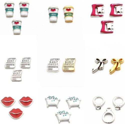 Hot selling 10pcs/lot lip coffee cup floating charms living glass floating memory locket charms jewelry