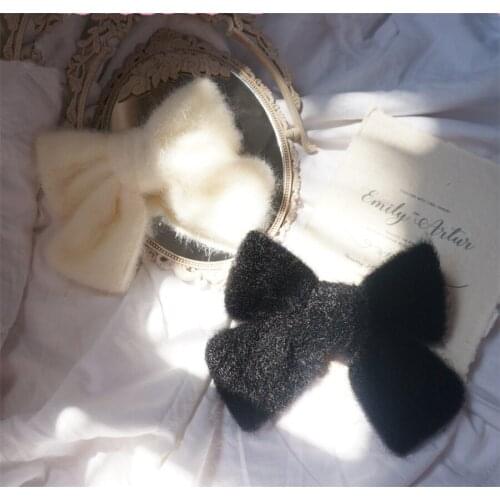 Lolita Girl Warm Imitation Mink Velvet Big Bow Hairpin Top Clip Hair Accessories D515