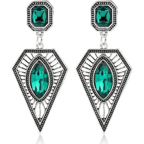 Fashion Boho Geometric Drop Dangle Earrings For Women Jewelry Vintage Hollow Ethnic Bohemian Blue Red Green Long Earrings
