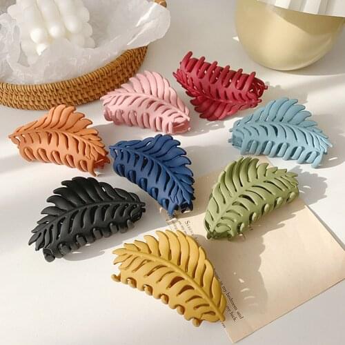 Fashion Women Girls Large Leaf Plastic Girls Hair Clips Grab Claw Clamp Clips Wig Hairpins Hair Accessories Headwear