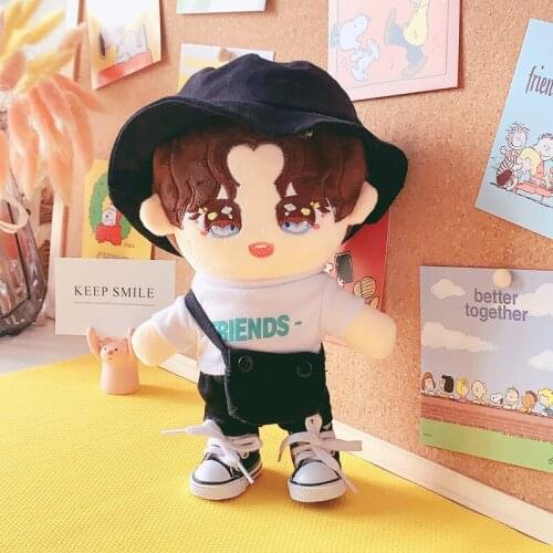 20cm Doll Outfit Plush Dolls Clothes Satchel shoes pants glasses Stuffed Toys Dolls Accessories for Korea Kpop EXO Idol Dolls