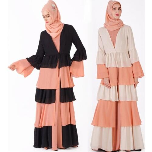 2021 New Long Dress for Muslim Women Islamic Clothing Abaya Turkey Robe Black Muslim Dress Long Sleeves Dubai Islamic Clothing