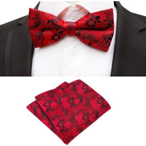 New Design Bow Tie Set with 18-color Bow Tie and Pocket Square Set for Groom Wedding Party