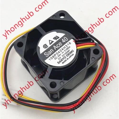 Sanyo Denki 109P042H316 Server Cooling Fan DC 24V 0.095A 40X40X28mm 3-Wire