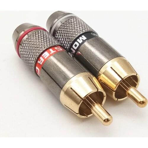 Direct Monster RCA Lotus Plug Audio Cable Plug Copper Plated RCA Welding Plug Self-Locking Cable 6.0mm