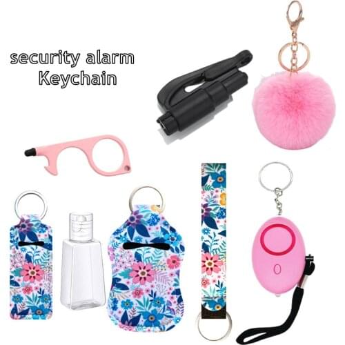Fluffy Fur Pom Gift Keychain Security Alarm 130dB Security Emergency Alarm Keychain Personal Safety for Women Child Girl