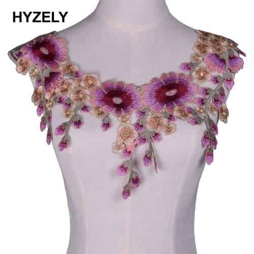 Pink Flower Lace Trim Applique Trimming Neckline Collar Luxury Embroidery Lace Fabric for Wedding Dresses