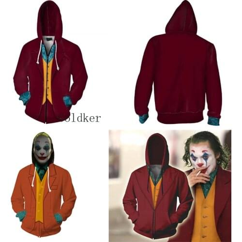Movie Christmas Cosplay Costume Joaquin Phoenix Hoodie Men Hoodies Sweatshirts Fashion Zipper Coat Jacket Casual Hooded Cardigan
