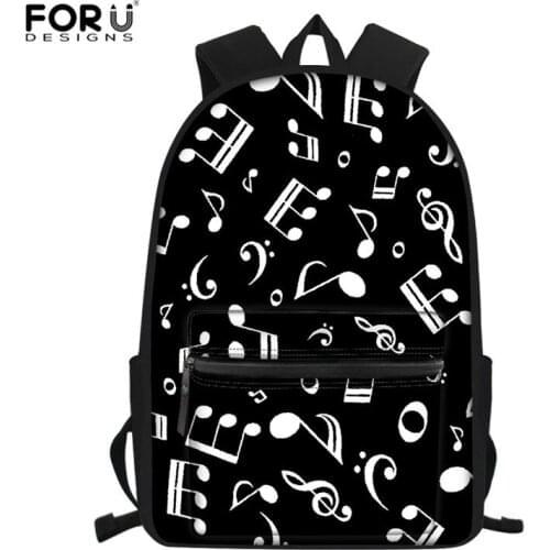 FORUDESIGNS Music Note Girls Backpack,Elementary Children School Bag Book Bag with Pocket Backpack for Kids Women Satchel Mochil