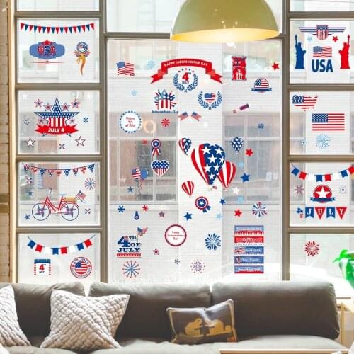 Self Adhesive Independence Day 4th Of July Wall Stickers Window Clings Sticker Static Window Sticker Decorative Sticker