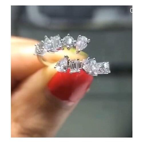 2020 HOT SALE Sterling Silver Lustrous Band Ring cushion Cut moissanite diamond Ring Серьги кольцо браслет кольца браслеты ьг