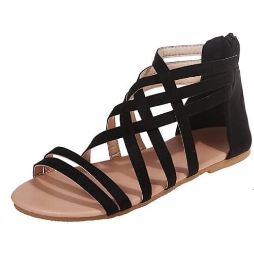 Women Sandals Flip Flops New Summer Fashion Rome Zip Non-Slip Shoes Slides Solid Casual Breathable Female Plus Size 36-43