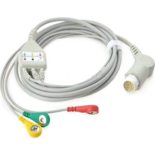 Compatible for Philips/HP 12Pin MP20/30/VM6 Patient Monitor ECG Cable 3 Leads, ECG Cable leadwires Snap End IEC .TPU 3M