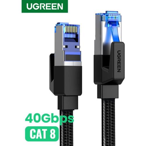 UGREEN Ethernet Cable CAT8 40Gbps Cotton Braided CAT7 Network Lan Cord for Modem Laptops PS 4 Router 10m 20m RJ45 Cable Ethernet