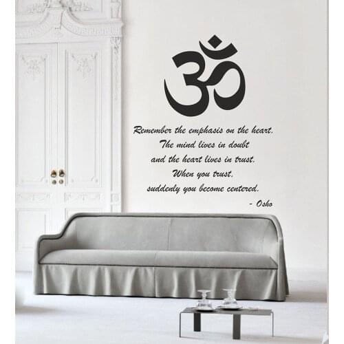 YOGA Meditation Wall Sticker Om Calligraphy Symbol Osho Inspirational Quote Vinyl Wall Decal Living Room Home Decorate A173