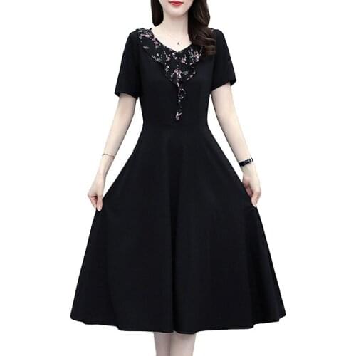 2021 Summer New Large Size Womens Fat MM Fashion Age Reduction Waist, Slim Belly Cover Floral Short Sleeve Dress