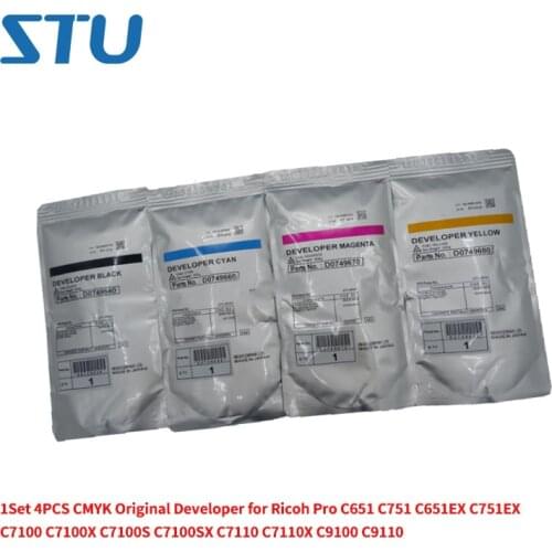 1Set 4PCS CMYK Original Developer for Ricoh Pro C651 C751 C651EX C751EX C7100 C7100X C7100S C7100SX C7110 C7110X C9100 C9110